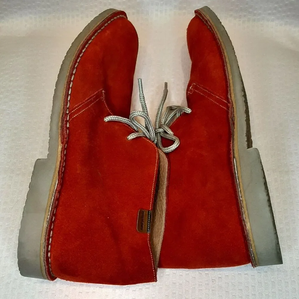 Mustang Originals Boots Red Men Size 40 Suede Lace Up Made in Spain Flat Sole
